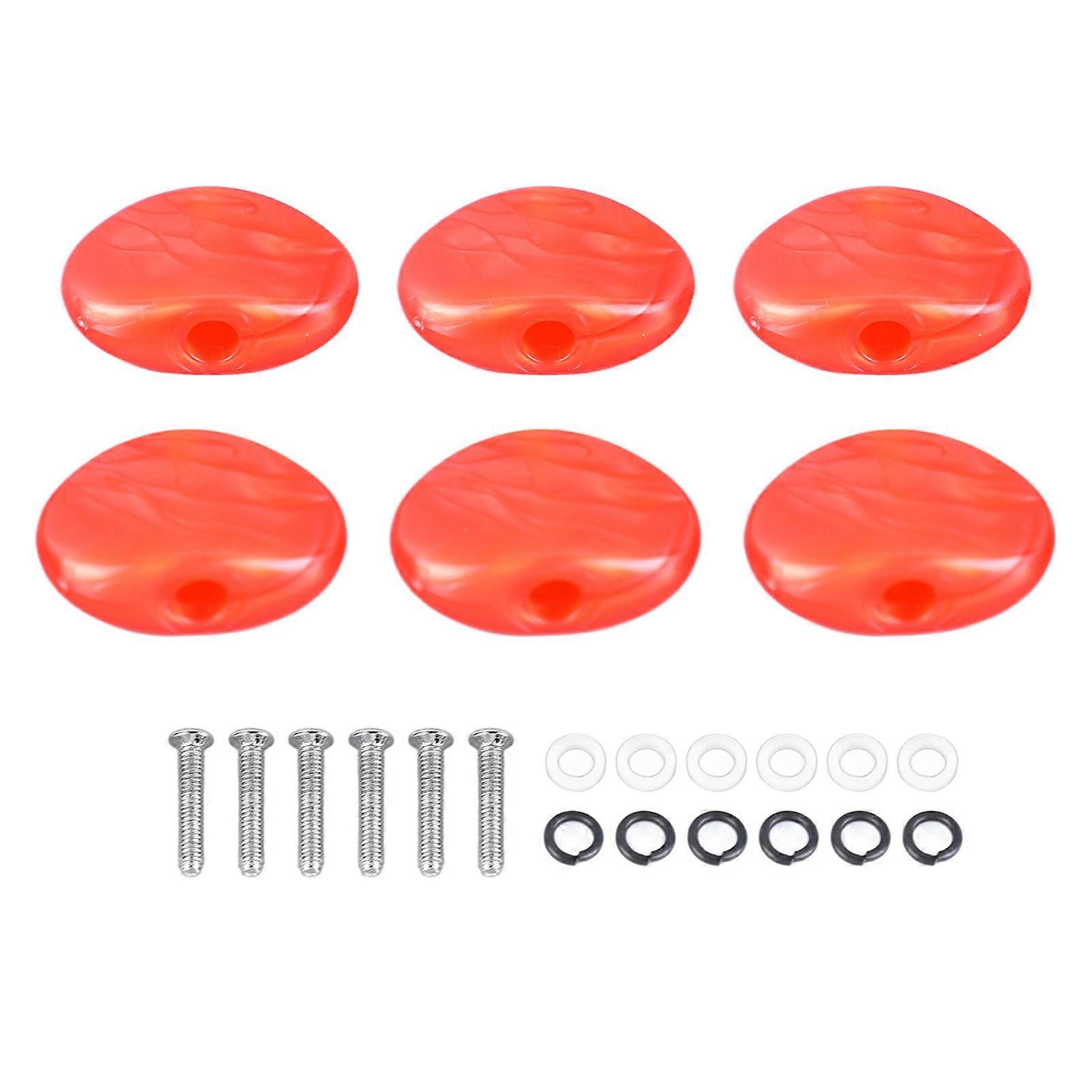 6Pcs Folk Guitar String Button Handle Knob Head Cap Tuner Tuning Peg Buttons Parts Red