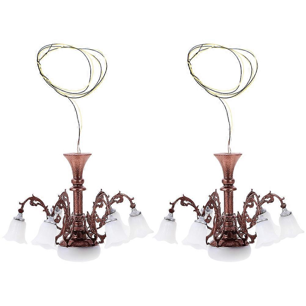 2pcs Miniature Model Chandelier Tiny House Ceiling Lamp Sand Table Ceiling Light Model
