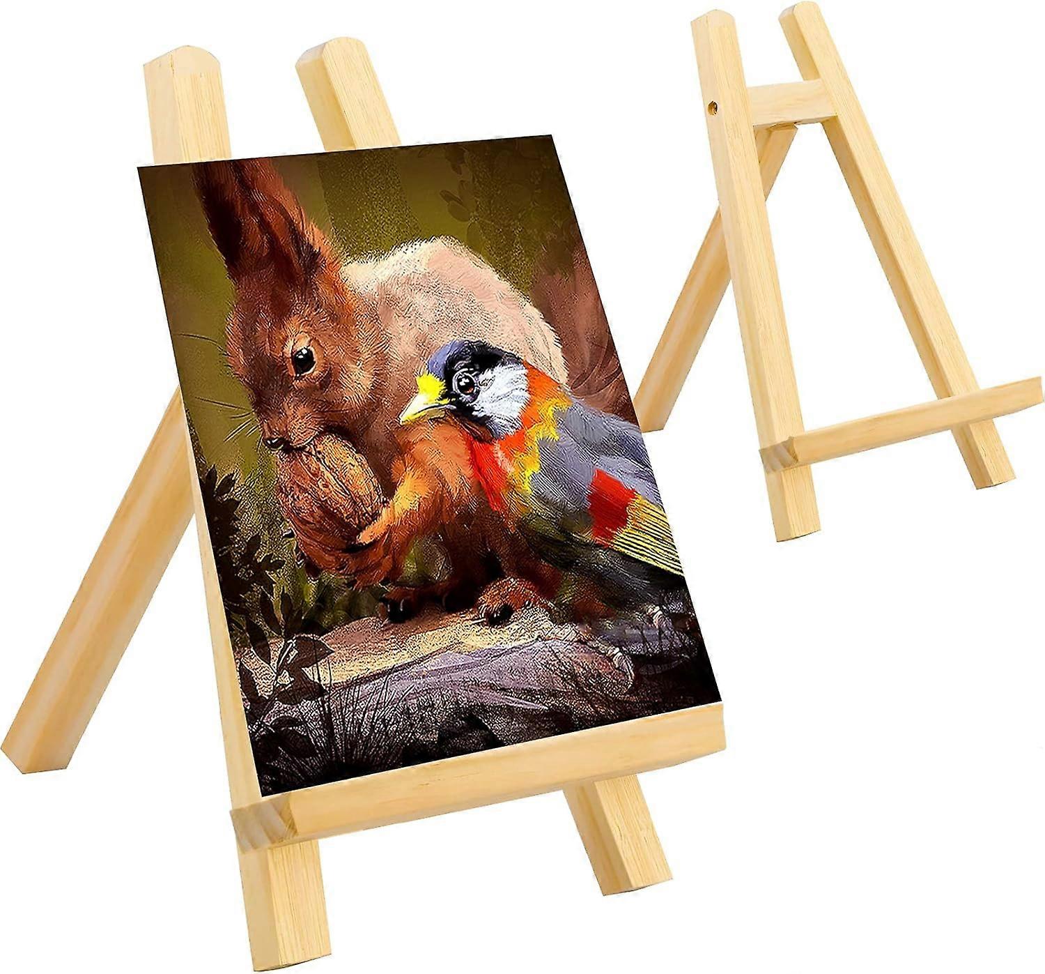 2 Pcs Wooden Mini Easel Tabletop Display Easel Small Artist Painting Holder Stand Desktop Triangle Easels A-Frame Studio Easel for Calendar Exhibitio