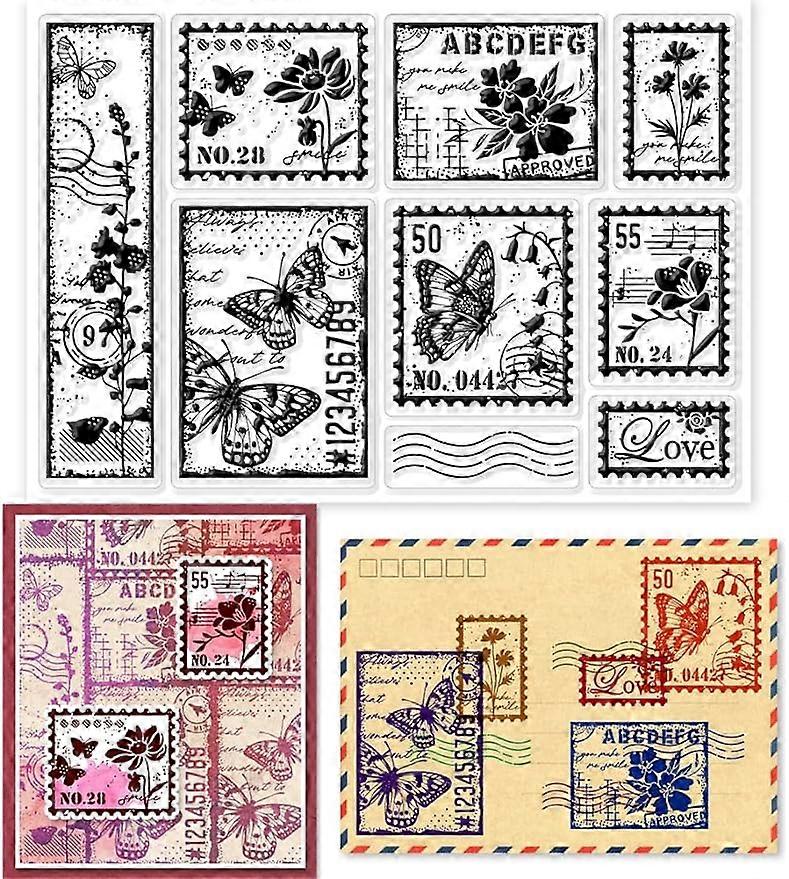 1Sheet Retro Text Background Transparent Silicone Clear Stamp Seals