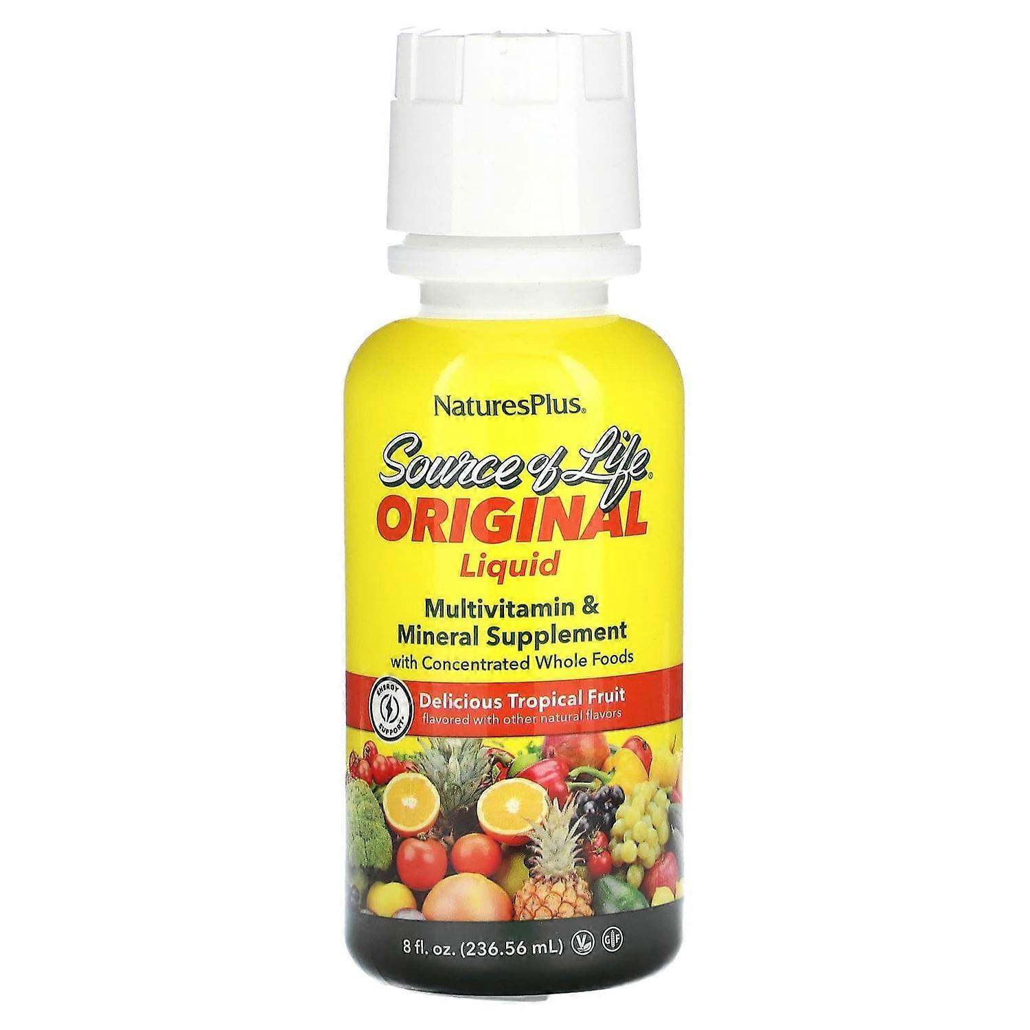 NaturesPlus, Source of Life, Original Liquid Multivitamin & Mineral Supplement, Delicious Tropical F