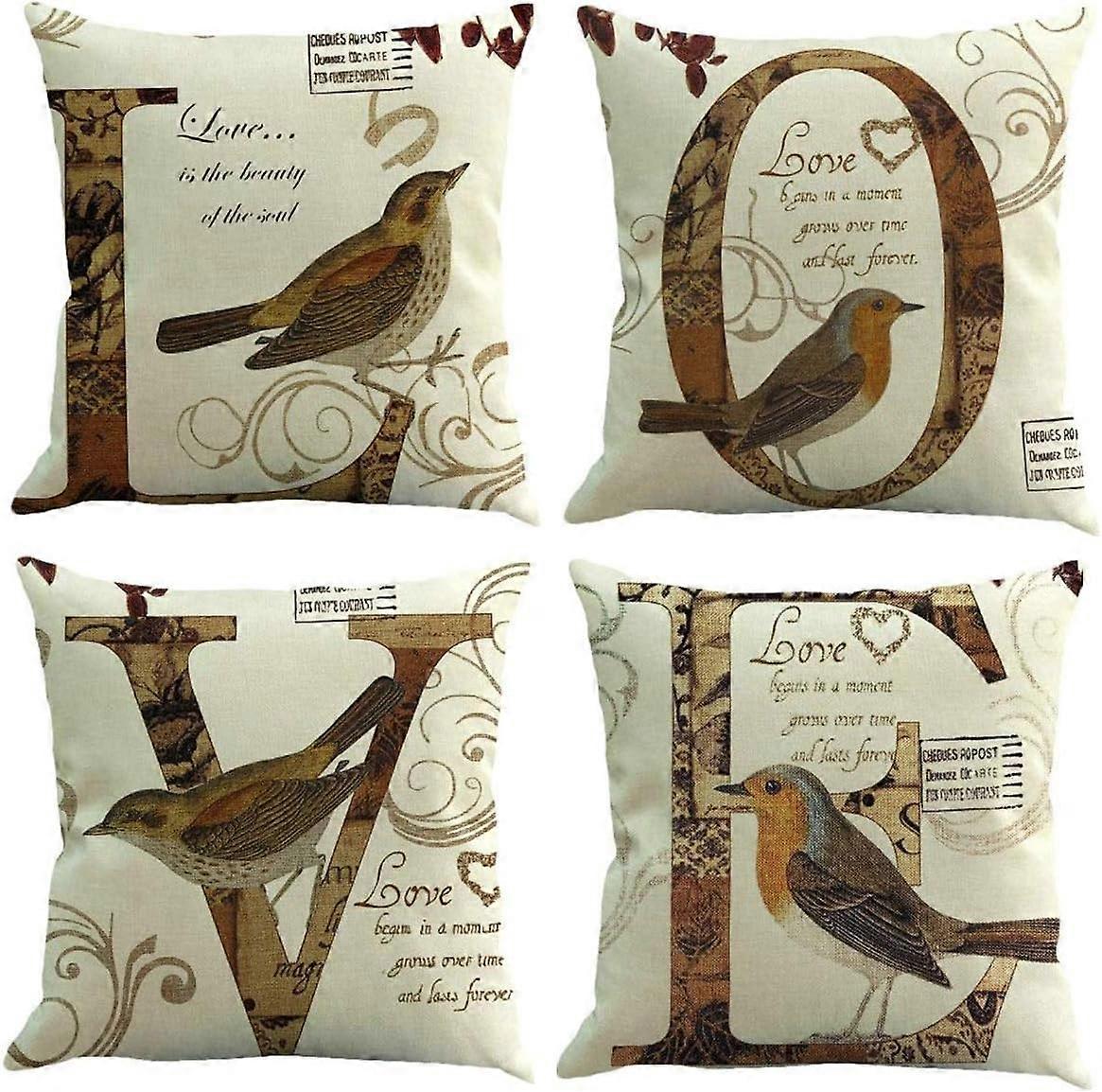 45x45cm Set of 4 Pillow Cases Summer Home Decorative Pillows,with Hidden Zip TBL