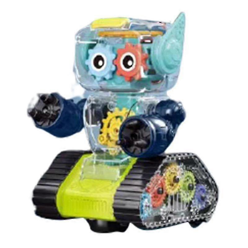 Children Electric Transparent Gear Robot Toy With Light Effects Universal Ejection Robot For Kids