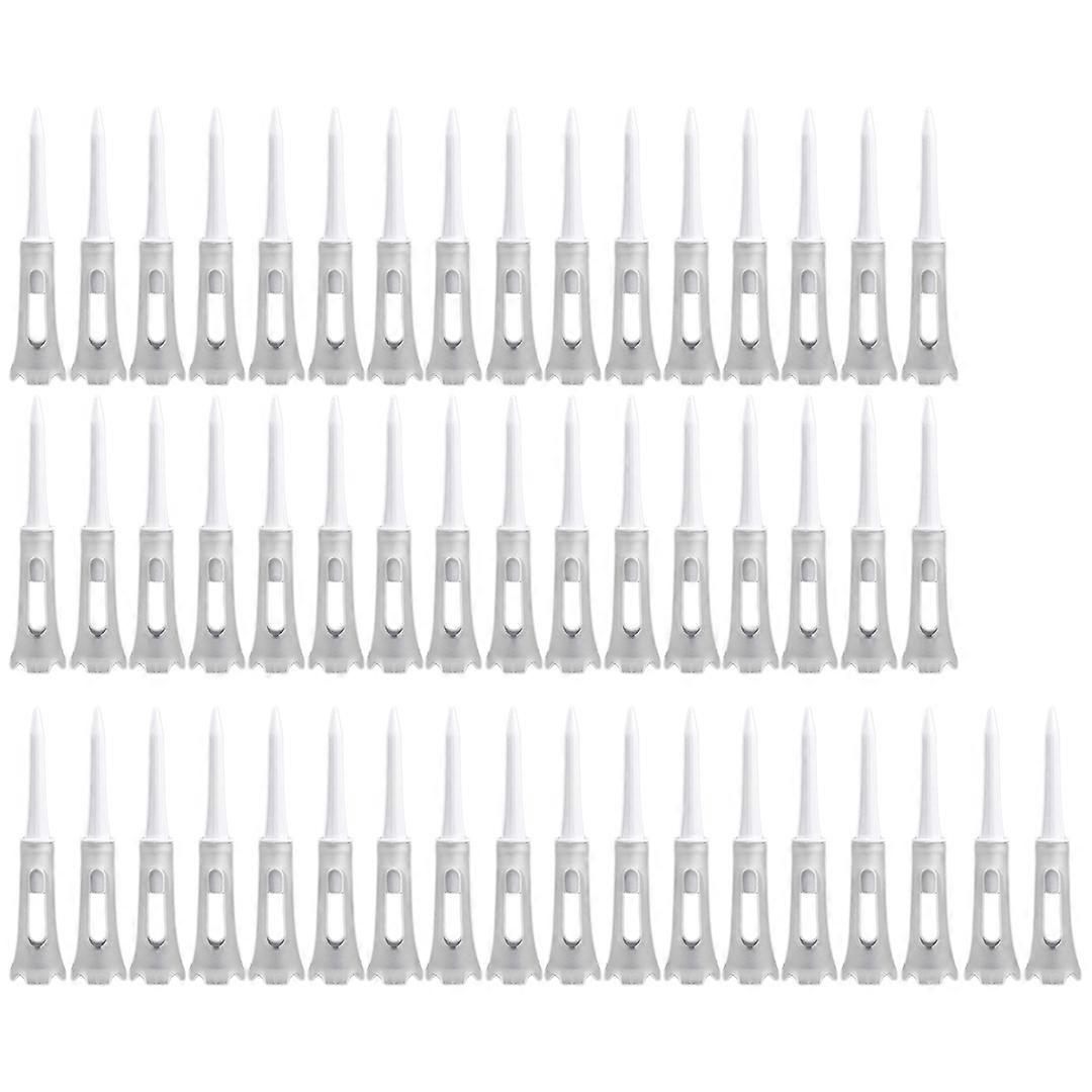 50Pcs Golf Tee Double Layer Plastic Ball Tee Soft Low Resistance Golf Golf Tool White