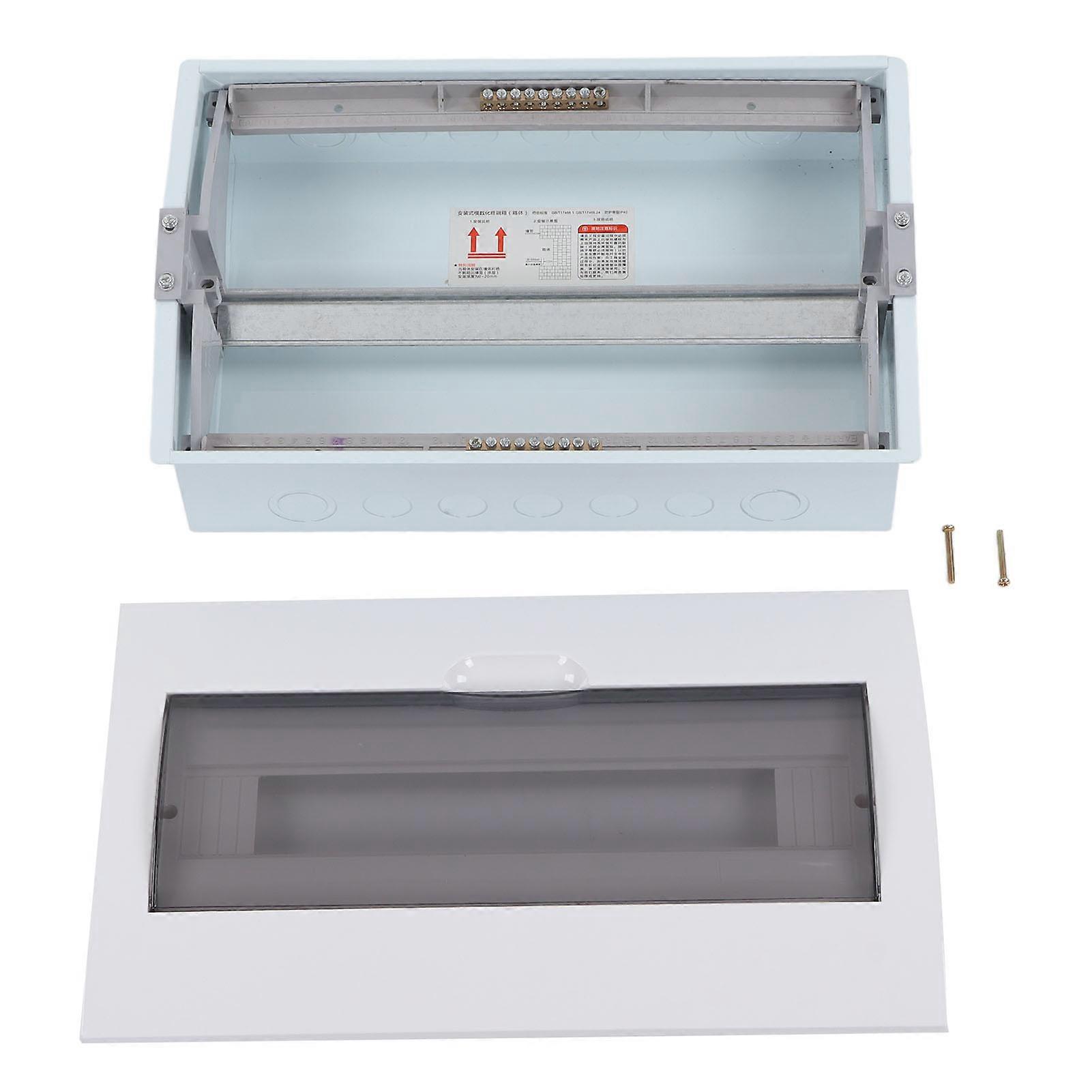 18 Way Power Distribution Box Indoor Embedded Circuit Breaker Distribution Junction Box with DIN Rail Transparent Cover