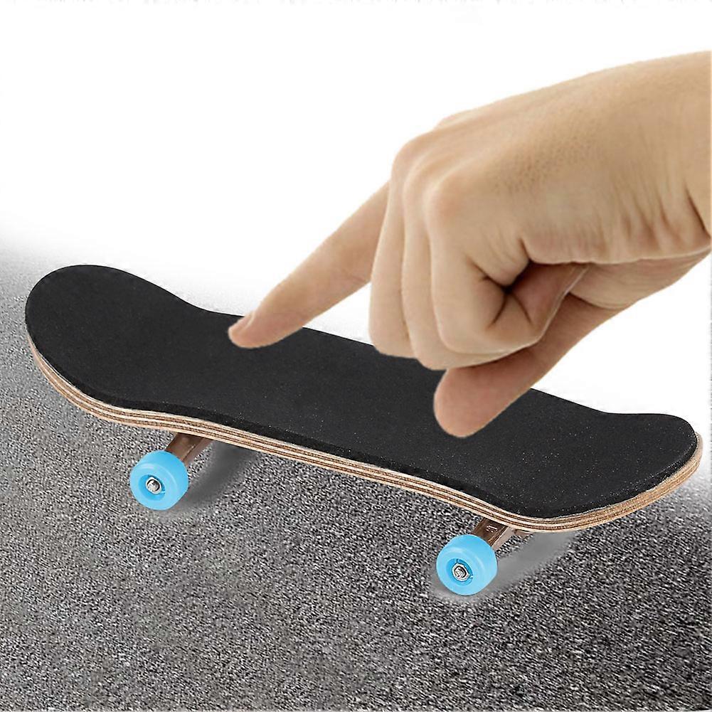 Maple Wooden Alloy Fingerboard Skateboard Set 96x28mm Light Blue