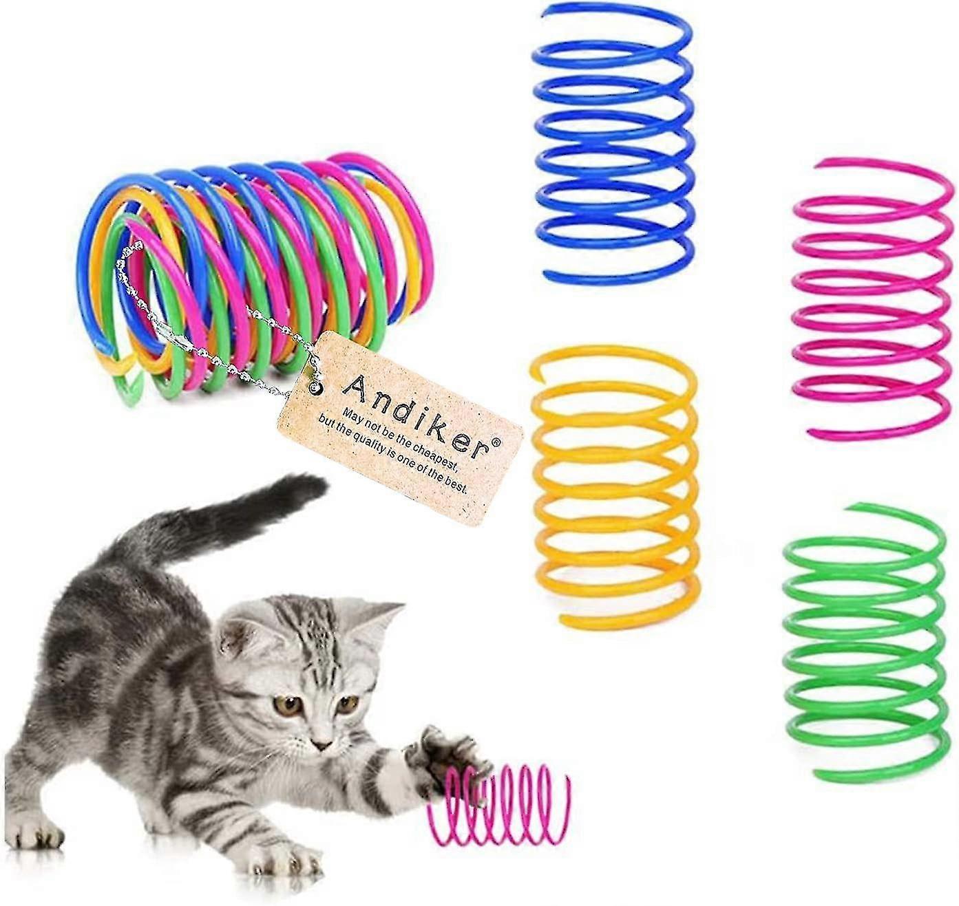Andiker Cat Spiral Spring, 10 Pc Cat Creative Toy to Kill Time and Keep Fit Interactive Cat Toy Sturdy Heavy Plastic Spring Colorful Springs Cat