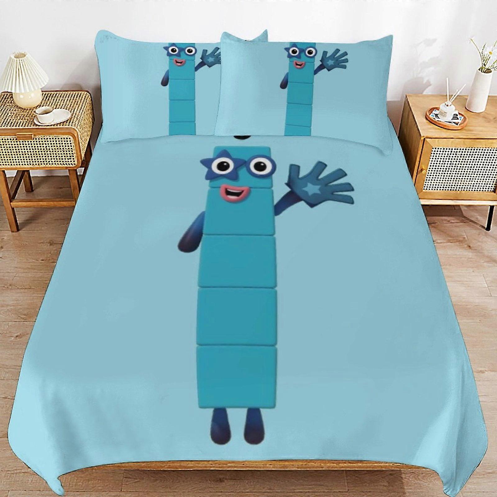 x453 Numberblocks Capa de Edredom de Cama Conjuntos de Cama de Microfibra Impressos em 3D Conjuntos de Edredom Leve de 3 Peças, 1 Capa de Edredom e 2 Fronhas para Crianças Menino