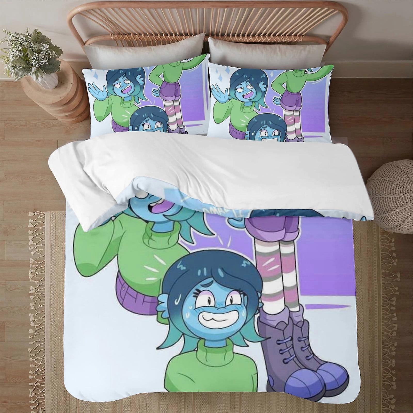 v209 Ruby Gillman Teenage Kraken Soft 3D Impresso Capa de Edredom Conjunto de Cama com Capa de Edredom Conjunto de 3 Peças Inclui 2 Fronhas e 1 Máquina de Capa W