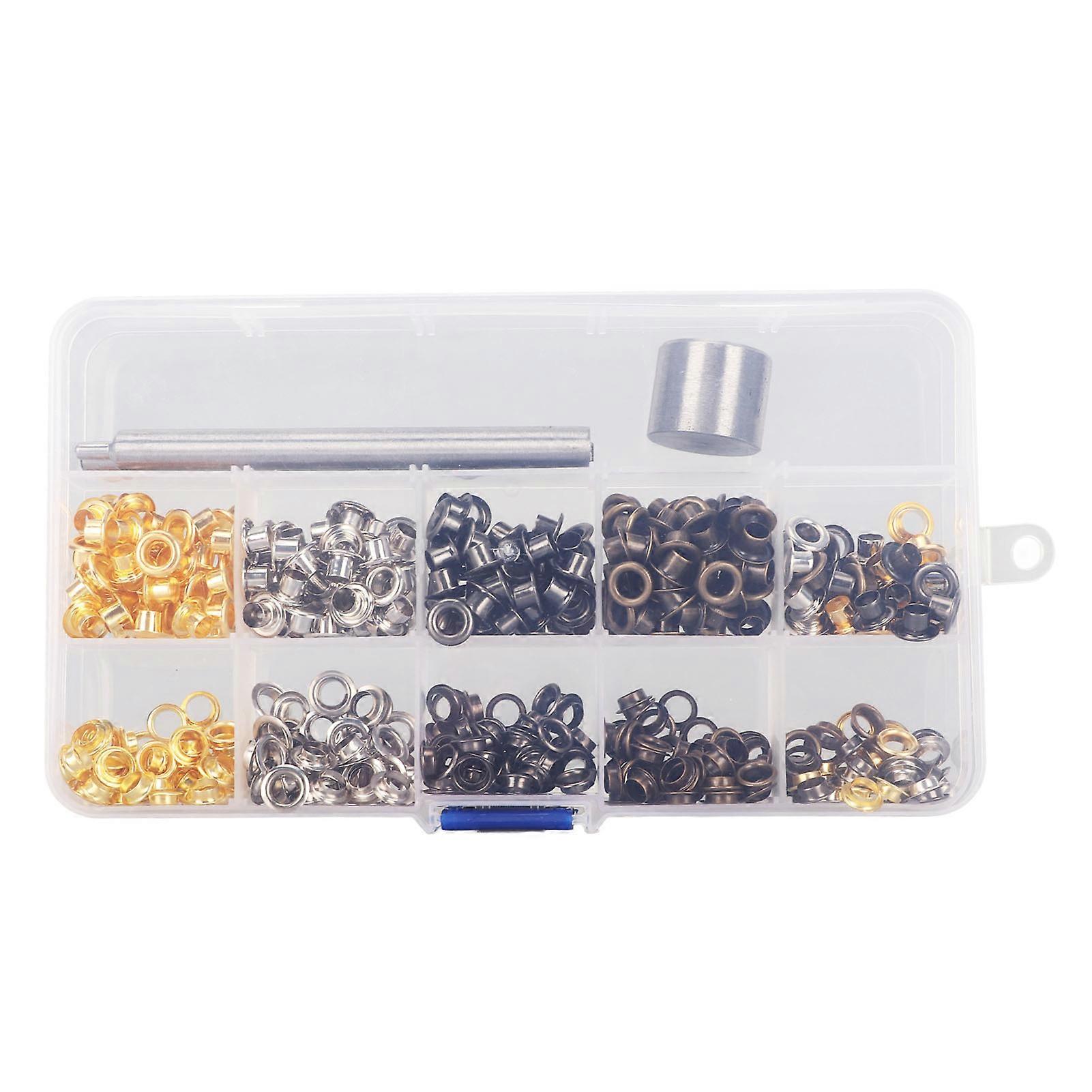 4.5mm Grommet Eyelet Kit with 480 Metal Eyelet 4 Colors Rust Prevention DIY Eyelets Tool Kit Eyelet Kit for Decorating