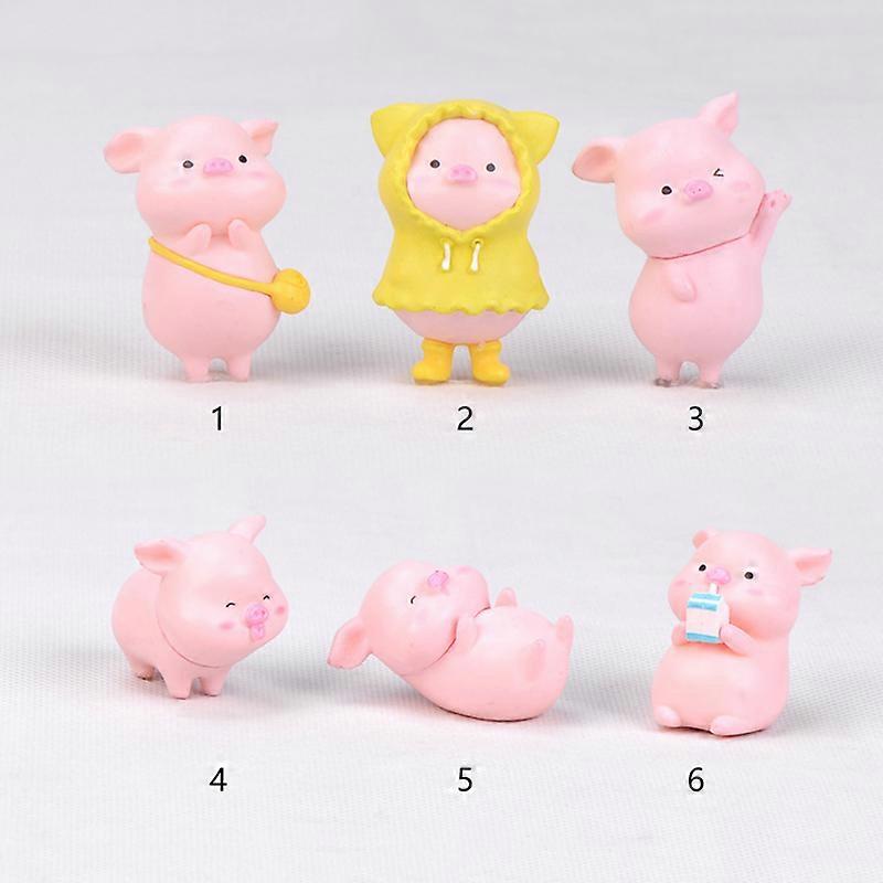 1/6pcs Pigs Figurines Mini Pigs Small Toy Decorative Pigs Animals Ornament for Home Table Desk