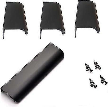 4pcs Black Aluminum Cabinet Pulls Curved Door Knobs