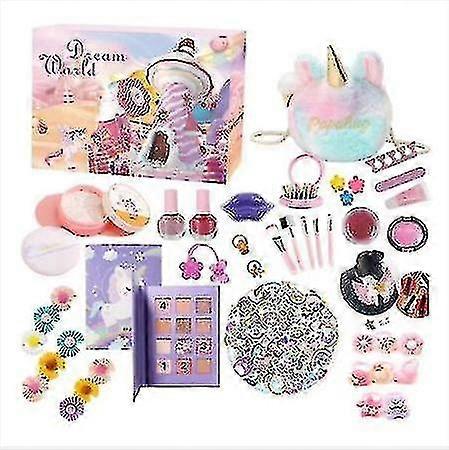 2022 Dívčí jednorožec taška Adventní kalendář 24 dní Dětský make-up Set Vánoční dárky 55ks