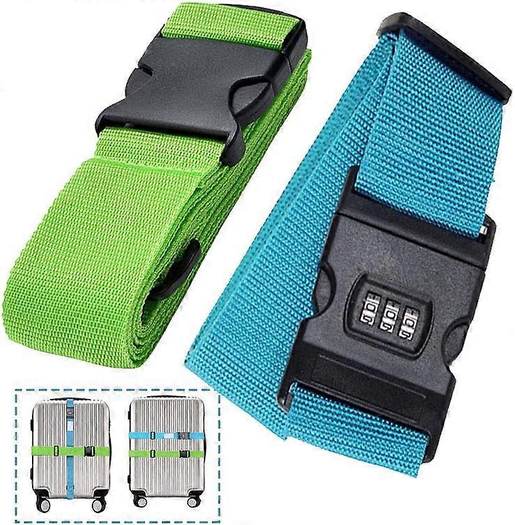 Suitcase Strap, 2 Pcs Travel Suitcase Strap with Code, Adjustable Travel Password Lock Packing Belt Suitcase Luggage Security Straps,2024 Ping