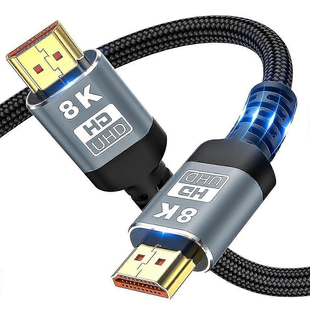 Cabo compatível com HDMI 8k 2.1 48gbps Cabo trançado de alta velocidade 4k@120hz 8k@60hz