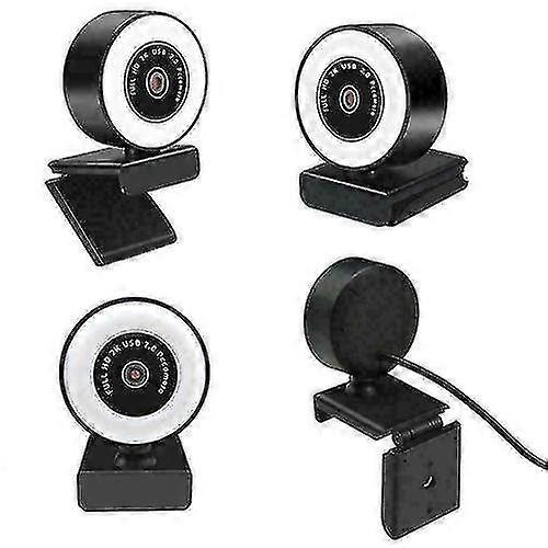 Pc Laptop Webcam 2k Hd Built-in Adjustable Ring Light With Mic