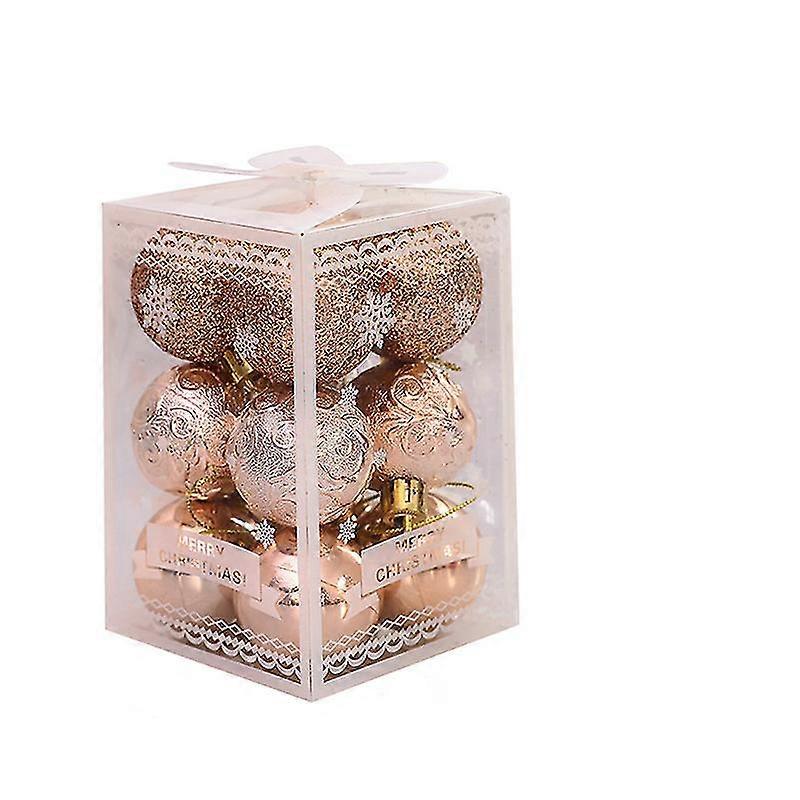 12-pack Christmas Ball Ornaments With Strings, 40mm/1.57-inch Medium Size Baubles Champagne Gold