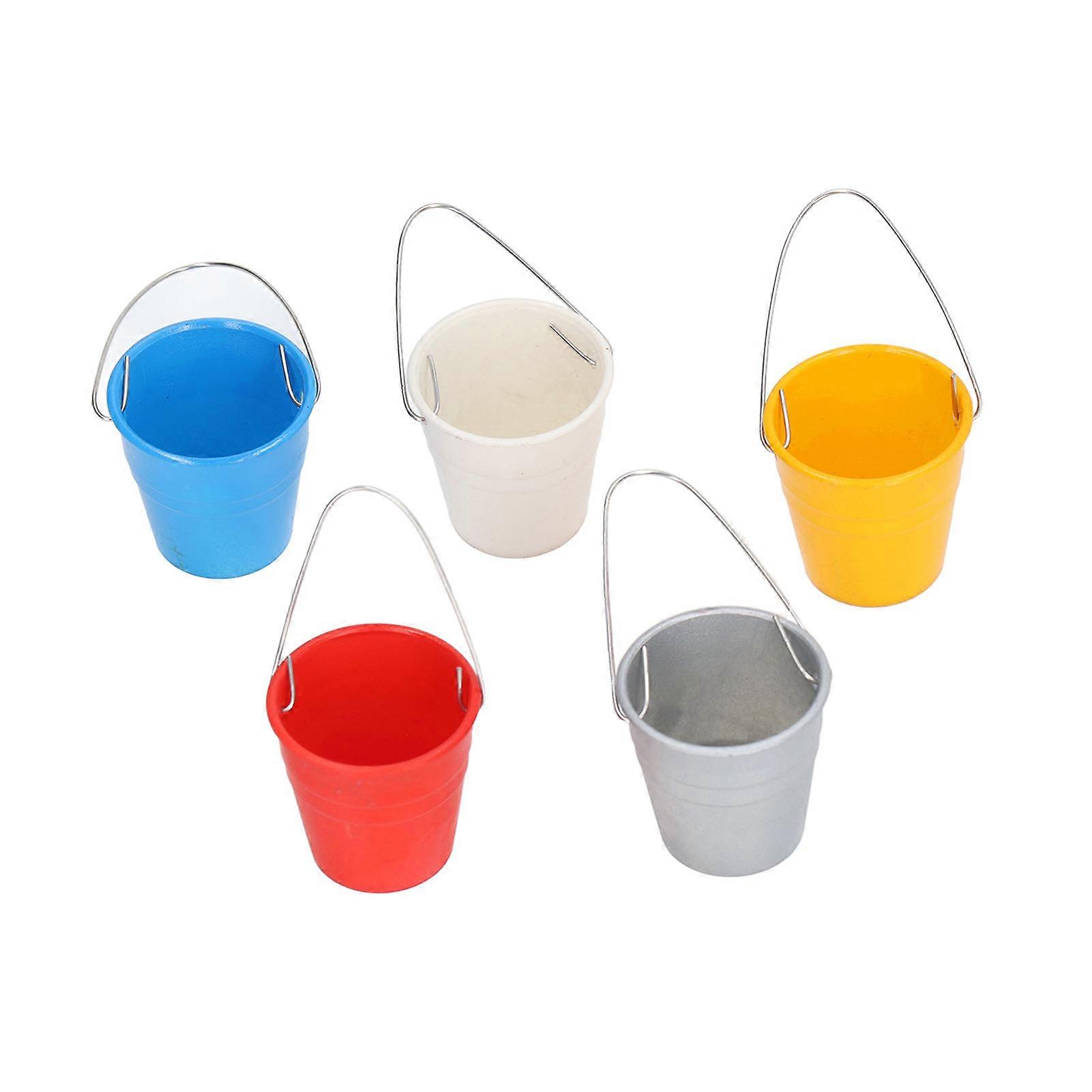 Miniature Bucket 5 Colors 1/12 Scaled Resin Pen Holder Flower Pot Function Mini Bucket with Handle for Dollhouse