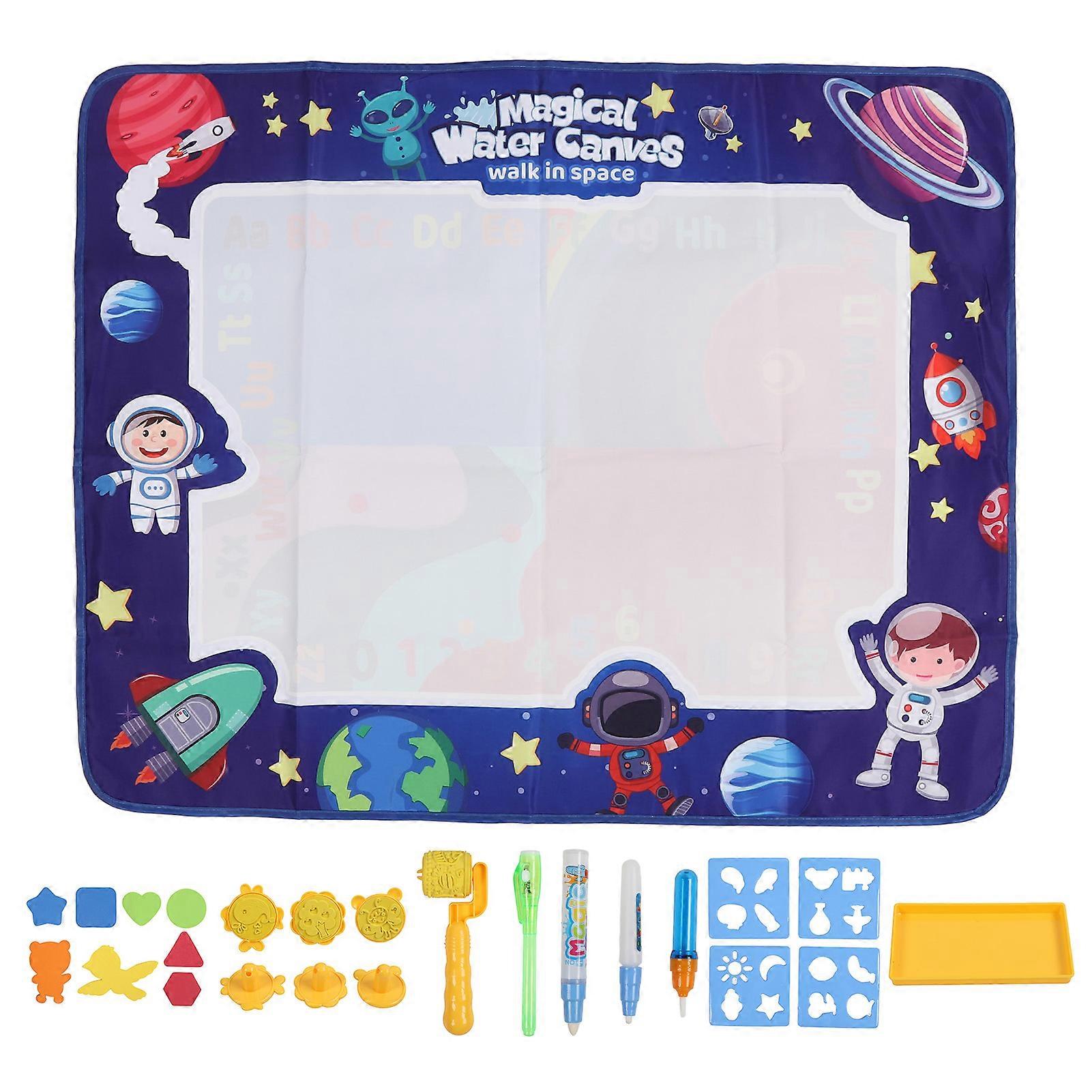 Kids Water Doodle Mat Reusable Educational Soft Fabric Mess Free Water Coloring Painting Mat Luminous Effect