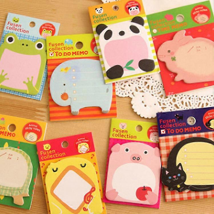 8 Pads Cute Cartoon Animal Sticky Notes Mini Self Sticky Notes Cute Notes Novelty Super Funny Message Note