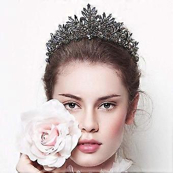 PACKOVE Corona Barocca Nera Con Strass - Diadema Regina Per Matrimonio, Festa Di Compleanno E Cosplay