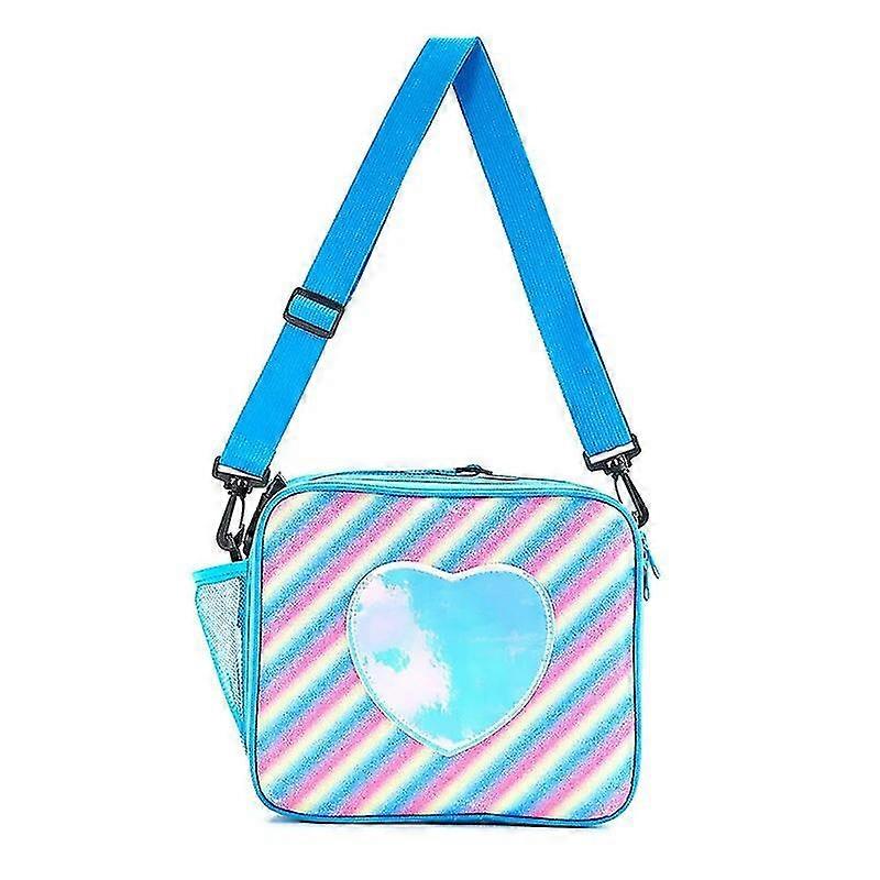 Holographic Heart Lunch Tote Box Lunch Bag Container With Adjustable Shoulder Strap