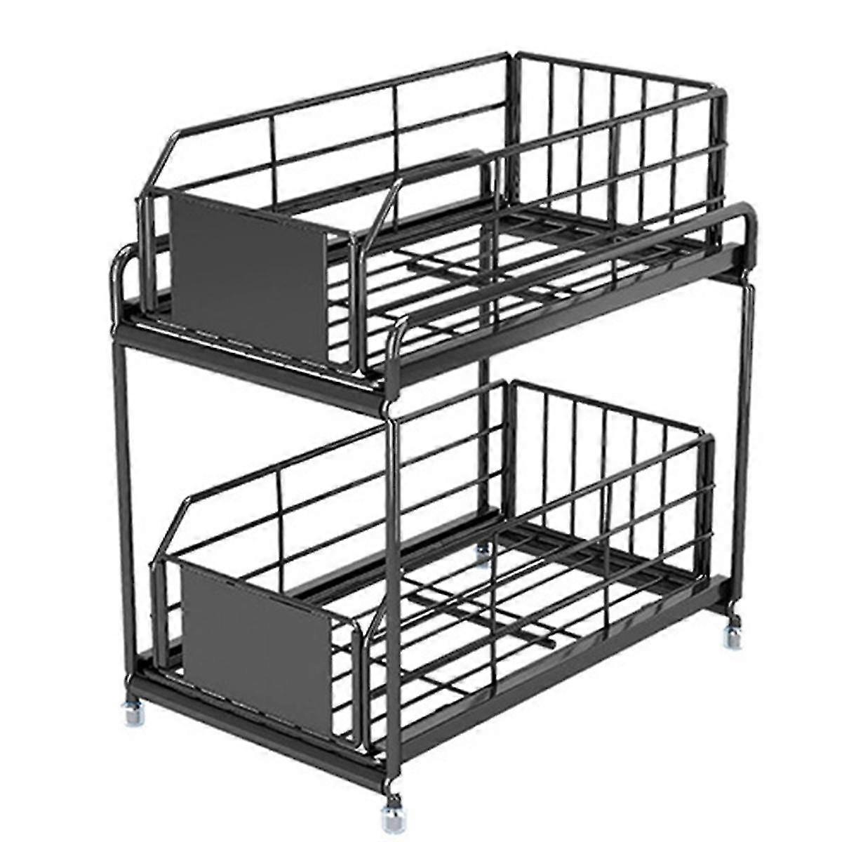 Sliding Drawer Organizer Kitchen 2 Layer Multipurpose Rack Cabinet Storage Rack Bathroom Kitchen