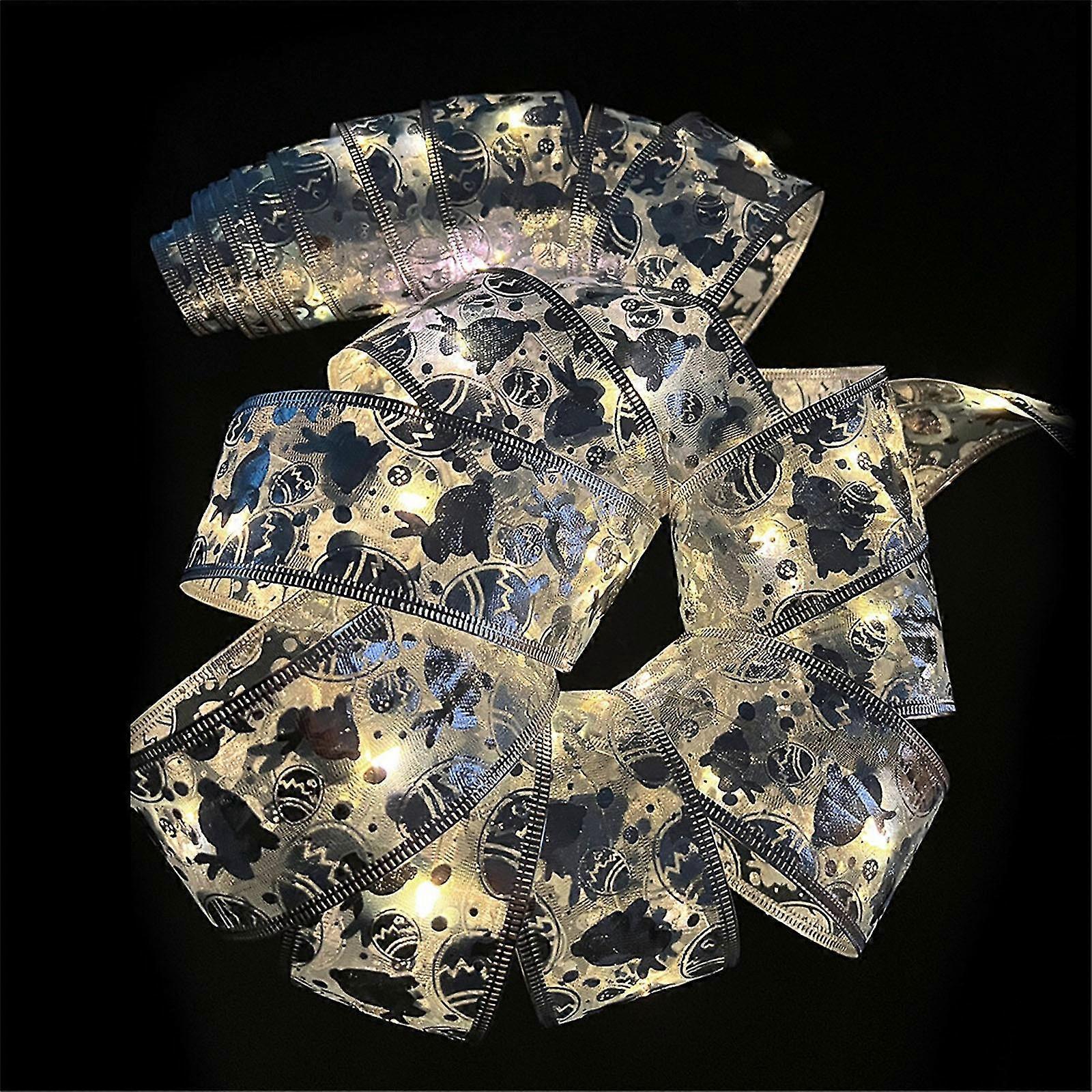 Easter Decoration Led Ribbon Lights Easter Tree Ornaments Diy Lace Bow String Lights Decoration