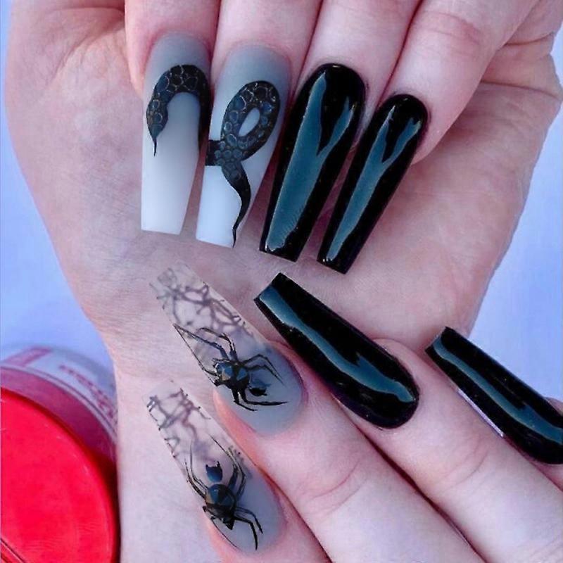 Dark Black Snake Spider Wear Nail Patch Cool