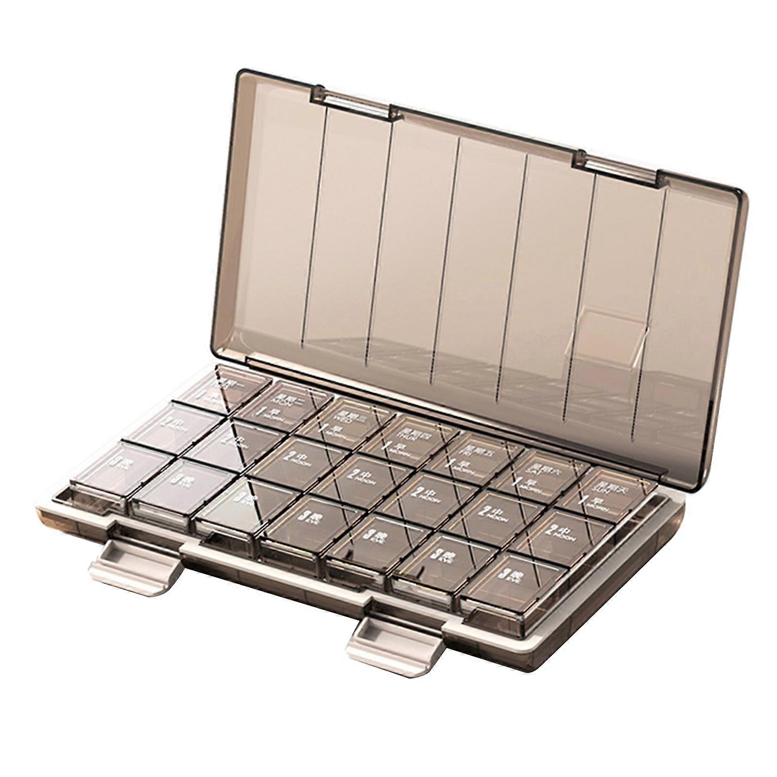 Daily Pill Box Large-Capacity Medicine Organizer for Morning Noon Evening Portable Easy to Open 12 Capsules or 25 Tablets Per Compartment Travel-Frien