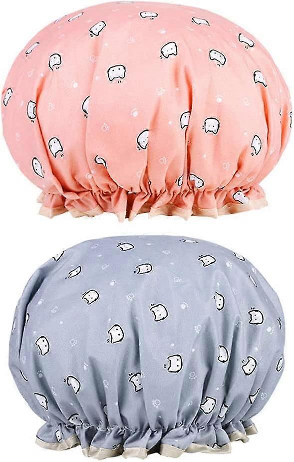 2PCS Shower Caps,Reusable Shower Hat with Elastic Bands