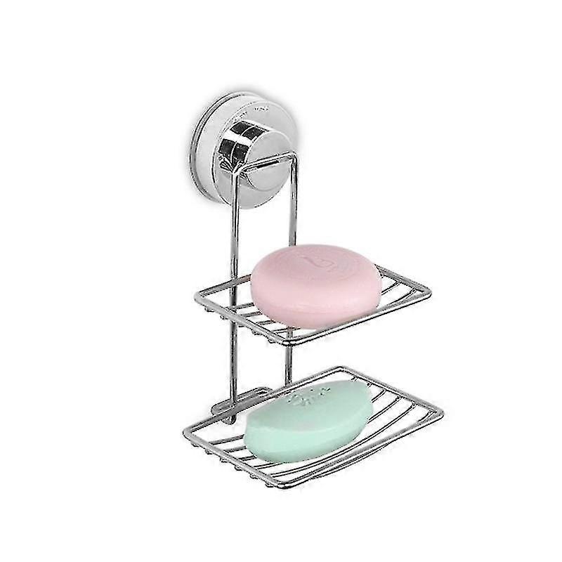 Stainless Steel Soap Rack No Punching Suction Wall Soap Box No Punching Double-layer Suction Cup Soap Rack