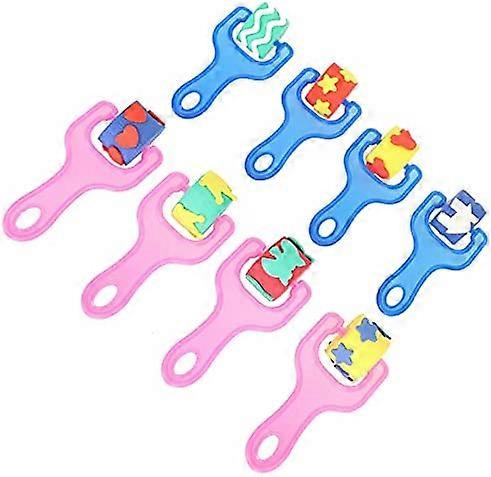 Painting Tool Set Educational Practical Interesting Fun 8 Different Patterns Drawing Rolling Brush for Improving Colors Cognition for Stimulating Crea
