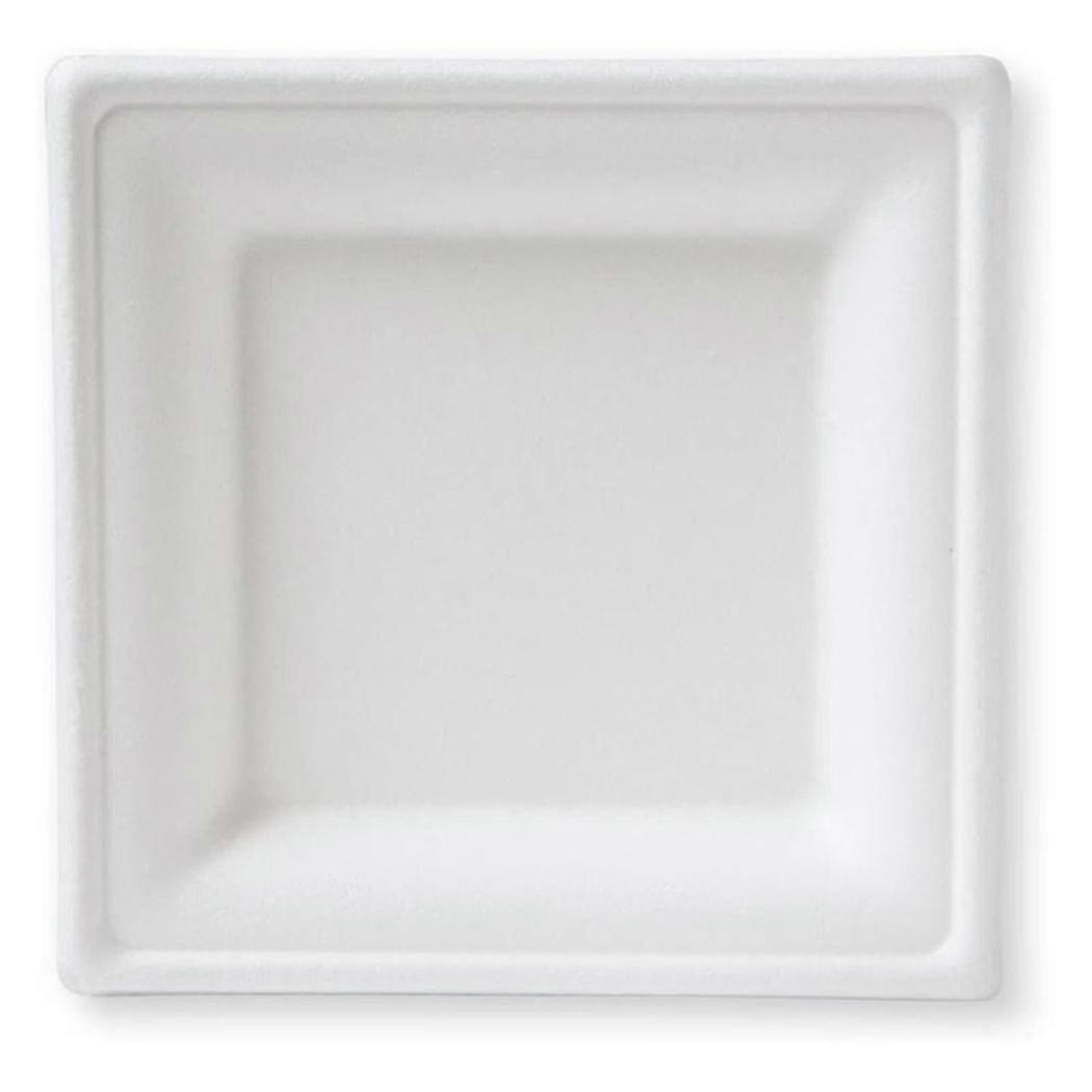 6 Inch Compostable Square Plate50 Sticks Heavy-duty Sugarcane