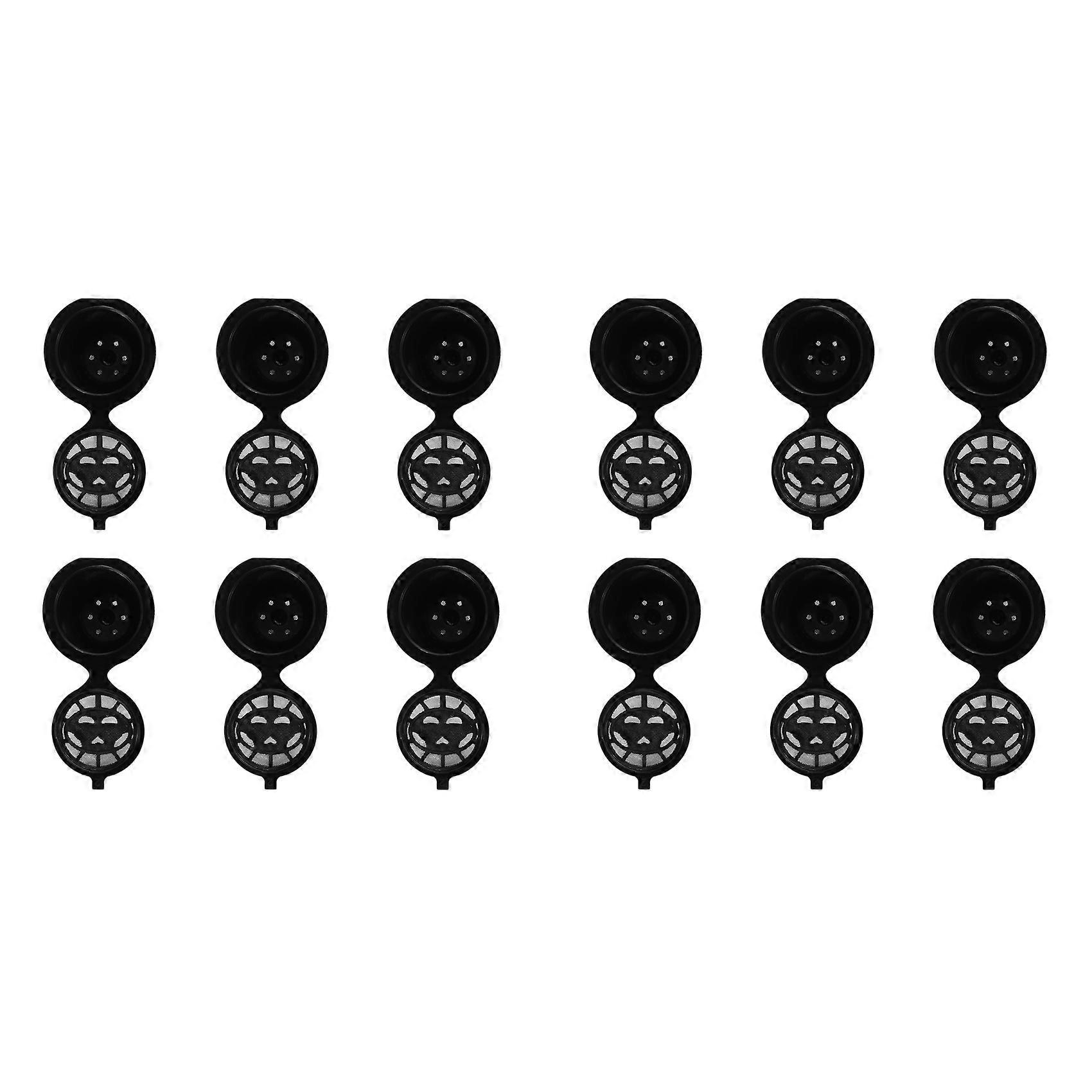 i cafilas 12 Reusable Capsules Refillable Coffee Capsule Filter Compatible with (12, Black)