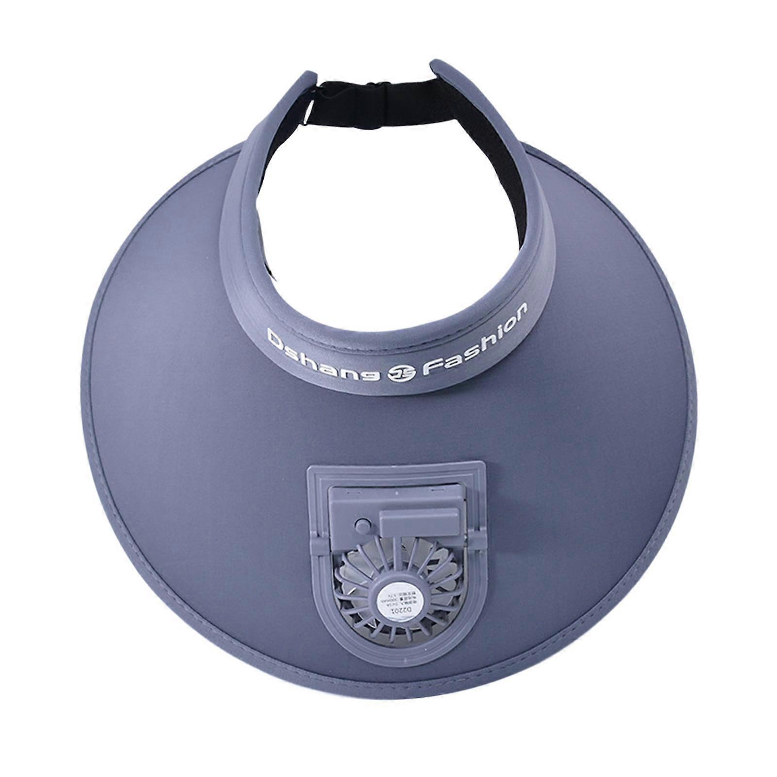 Sun Visor Hat with Fan Breathable Lightweight Empty Top Built in Fan Sun Hat Dark Gray