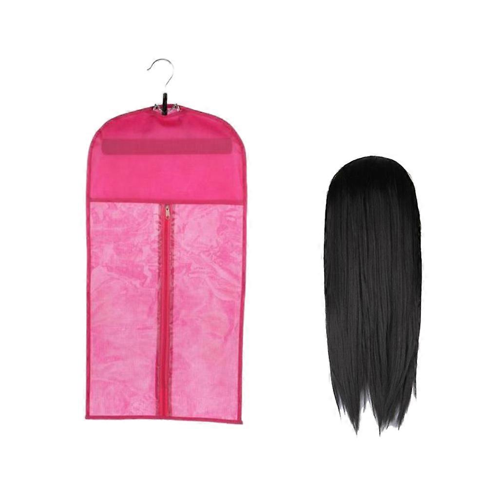 Women's Long Straight Wig Black +Dustproof Storage Bag Case Protector Hanger