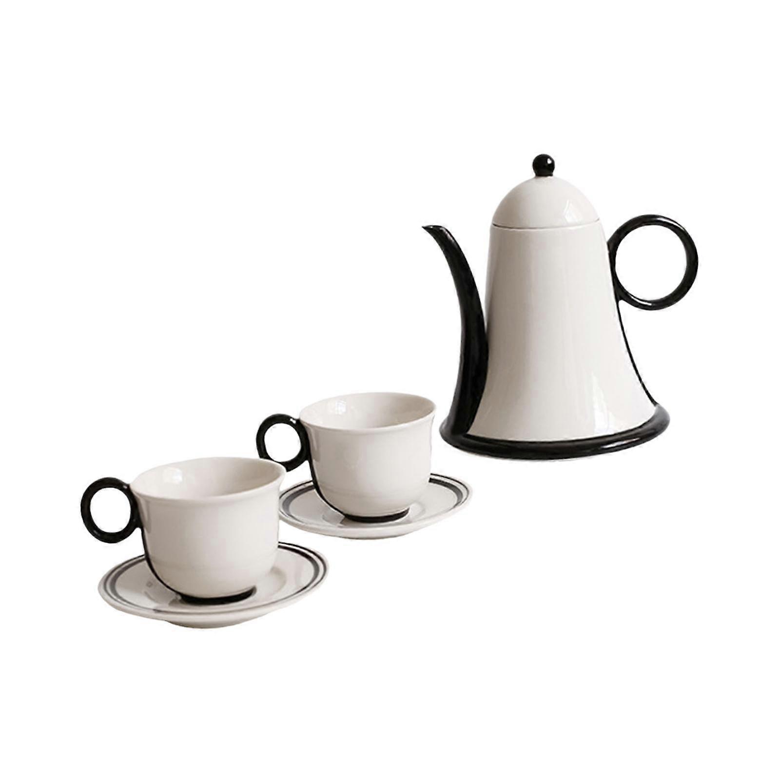 Porcelain Tea Set Ceramic Teapot with Cups Set for Kitchen Picnic Restaurant with 2 cups