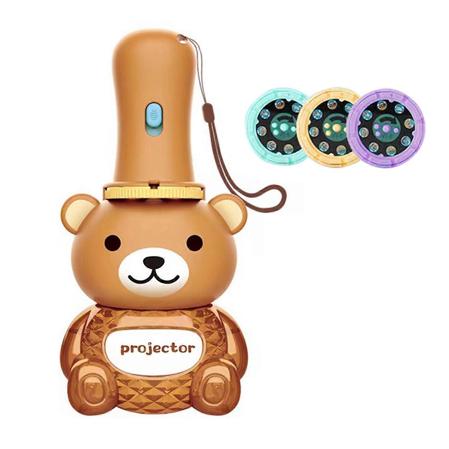 Kids Projection Flashlight Toy with 24 Patterns Bear Shape Early Learning Educational Interactive