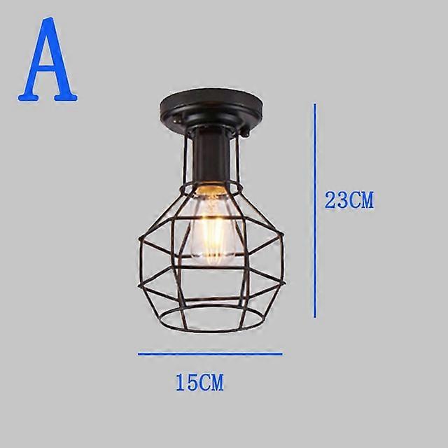 خمر ضوء السقف الحديثة الشمال الرجعية الحديد مصباح ديكور لغرفة المعيشة بار أبيض وأسود دور علوي E27 أضواء المنزل قفص لاعبا اساسيا