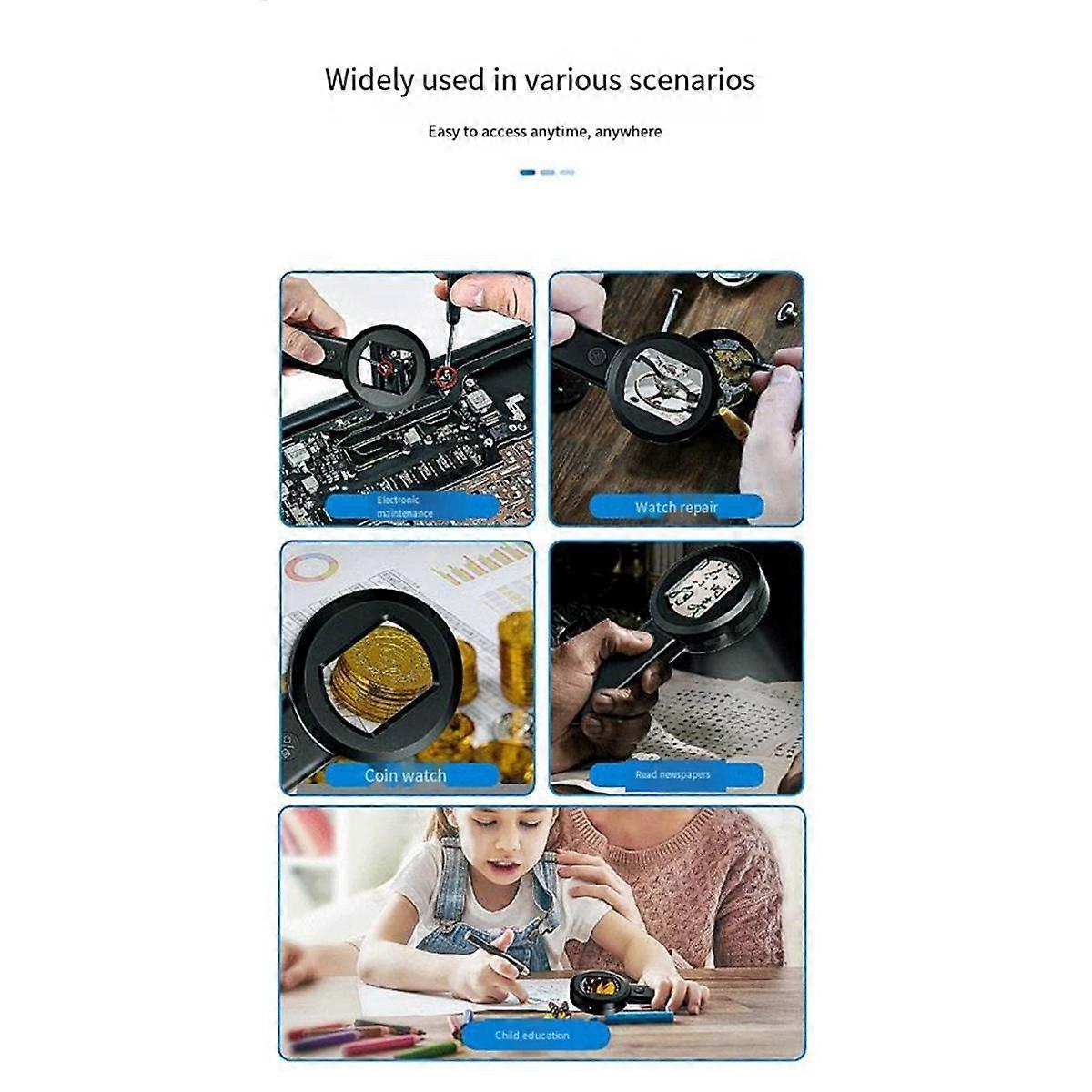 Microscópio eletrônico digital portátil USB portátil com tela IPS de 2 polegadas, instrumento de avaliação de joias e moedas