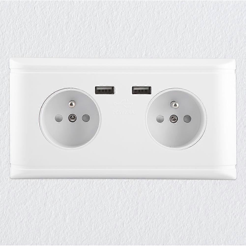 EU Plug Wall Power Outlet Socket with Dual USB Port 250V Multi-Functional