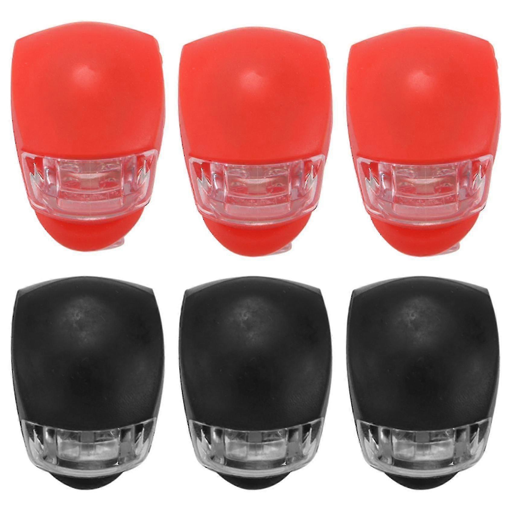 Silicone Light Bike Lamp, 6 Pcs Led Bike Light Set (3x Led White 3x Led Red Light) Flashlight Y