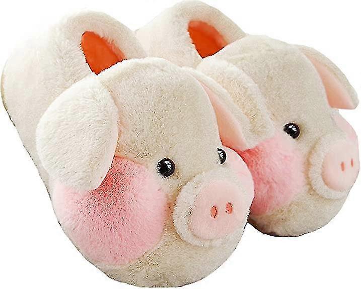 Dam tofflor Gris Tofflor Plysch Tofflor Vinter Tofflor Djur Tofflor Varma Tofflor Hem Tofflor Söta Tofflor (2-b-b)