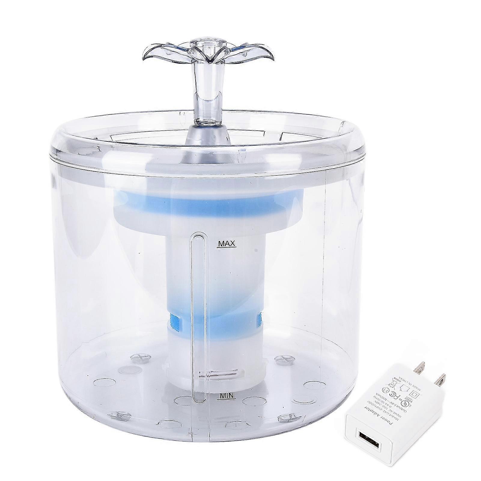 Distributeur d’eau de fontaine à boire transparent pour animaux de compagnie à induction intelligente US Plug 100-240V