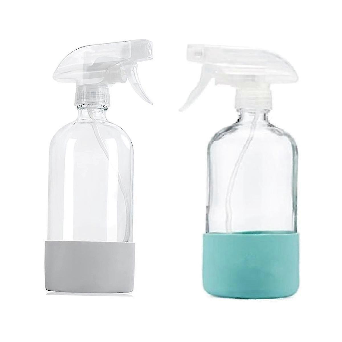 Clear Glass Spray Bottles With Silicone Sleeve, Refillable Empty Bottle For Cleaning Solutions, Water Sprayer