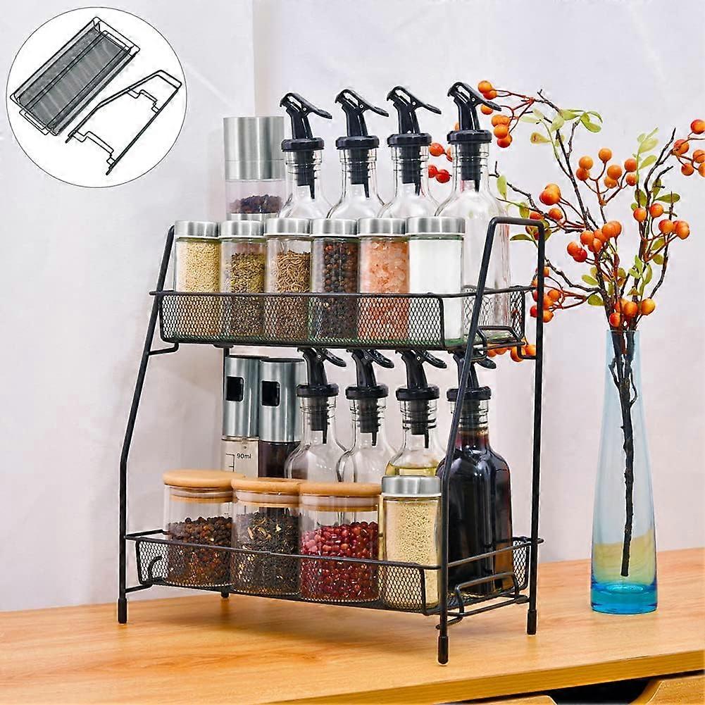Spice Rack 2-Layer Metal Spice Rack Large Vertical Spice Rack