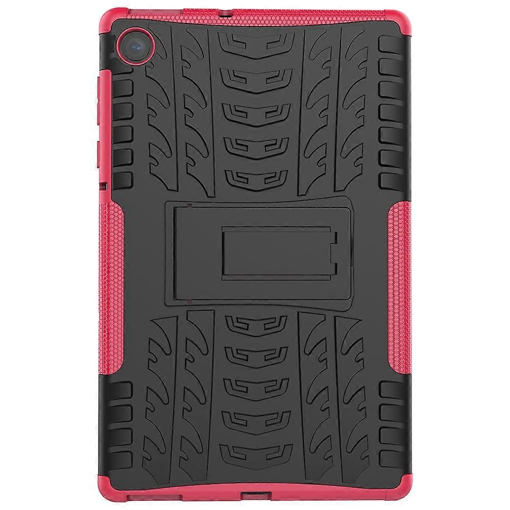 Tablet Case For Lenovo Tab M10 Plus TB-X606F Tire Texture Shockproof TPU+PC Protective Case with Holder(Rose Red)
