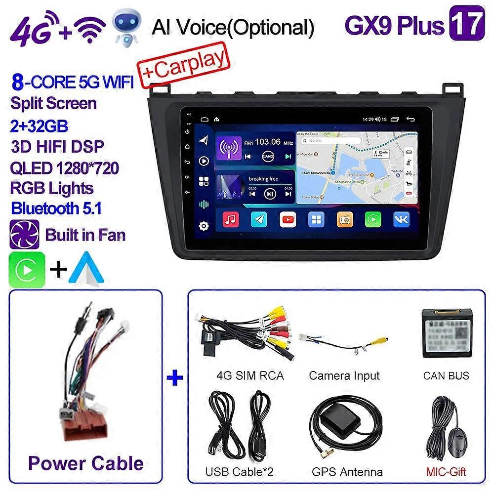 GX9 Carplay 2din Android 11 Car Radio Multimedia Player Navigation GPS For Mazda 6 Rui Wing 2007-2012  No 2din 2 din dvd