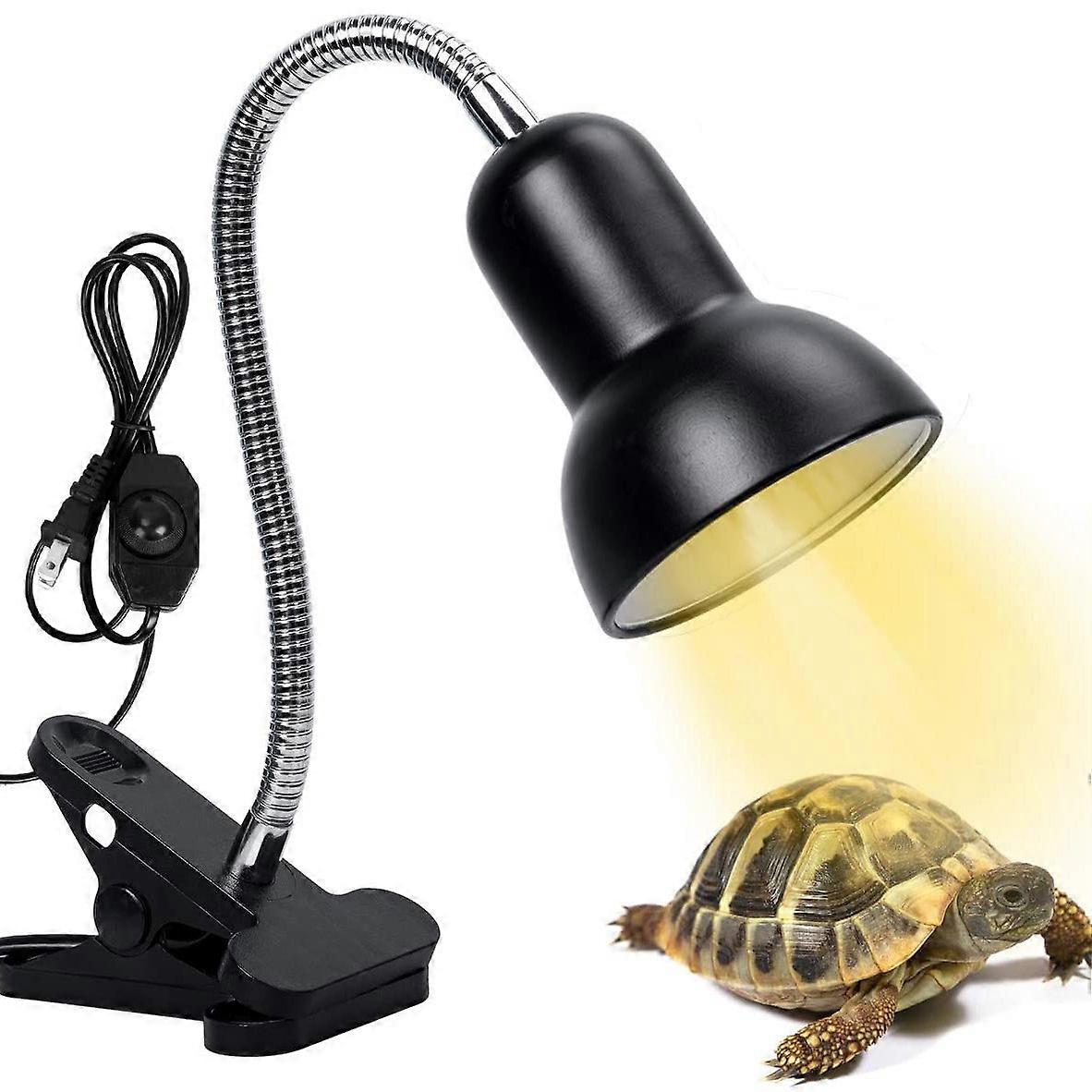 good Turtle Heat Lamp, 2 UVA UVB Bulbs 25W Reptile Heat Lamp with Stand Terrarium Lamp with 360 Swivel Clamp Turtle Lighting for Reptiles, Amphibians,